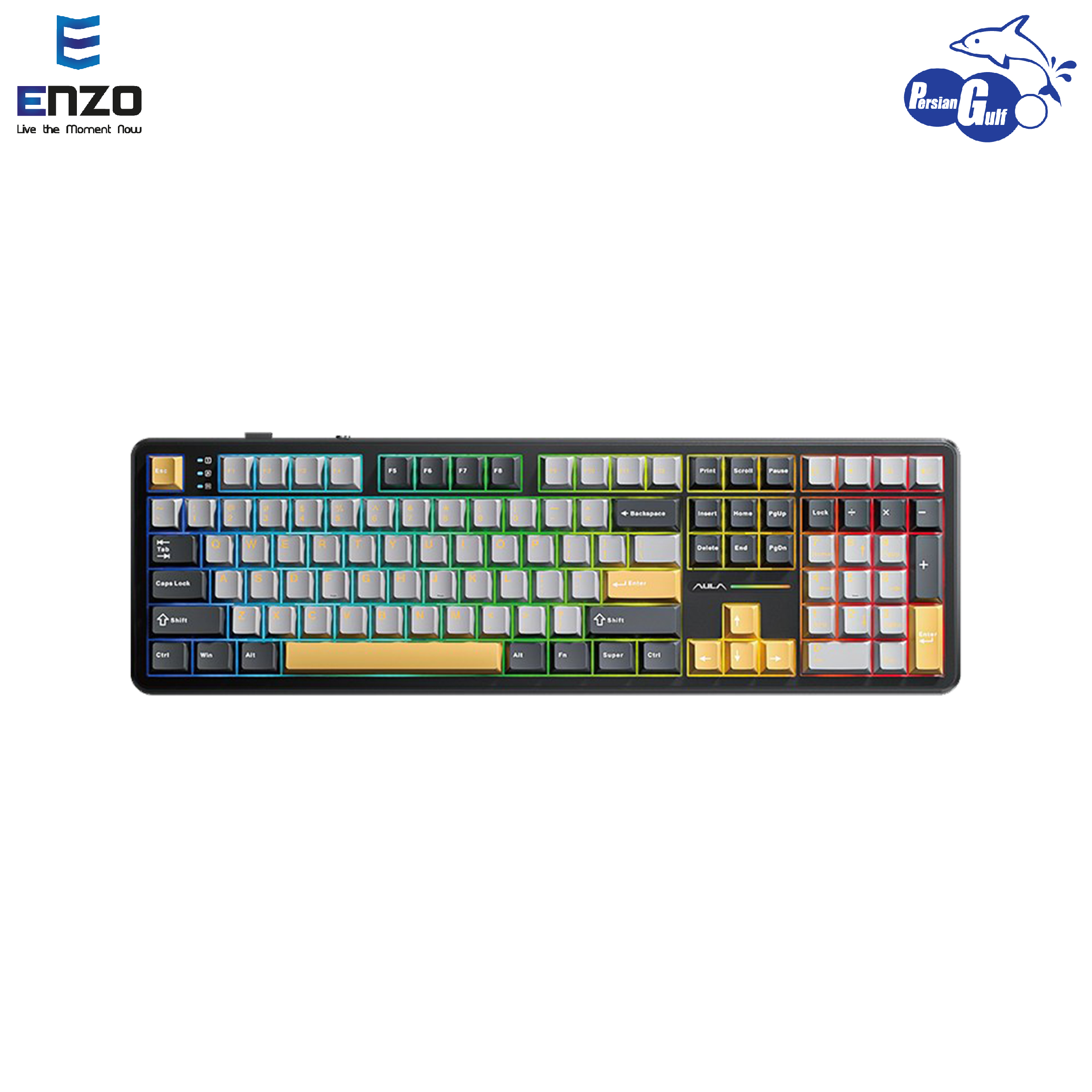 AULA F108 dark grey light grey yellow Volcanic switch