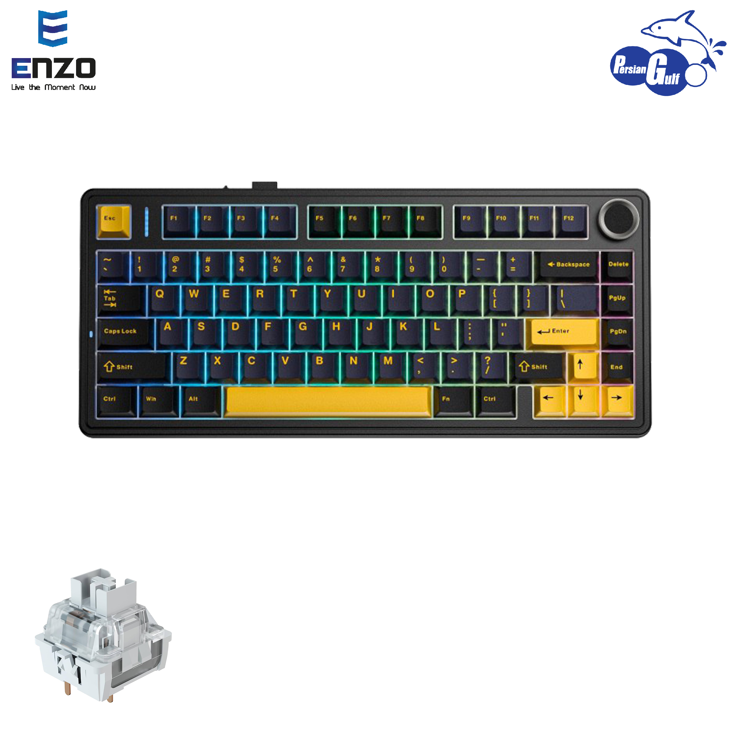 AULA F75 black darkblue orange Gray wood switch V3