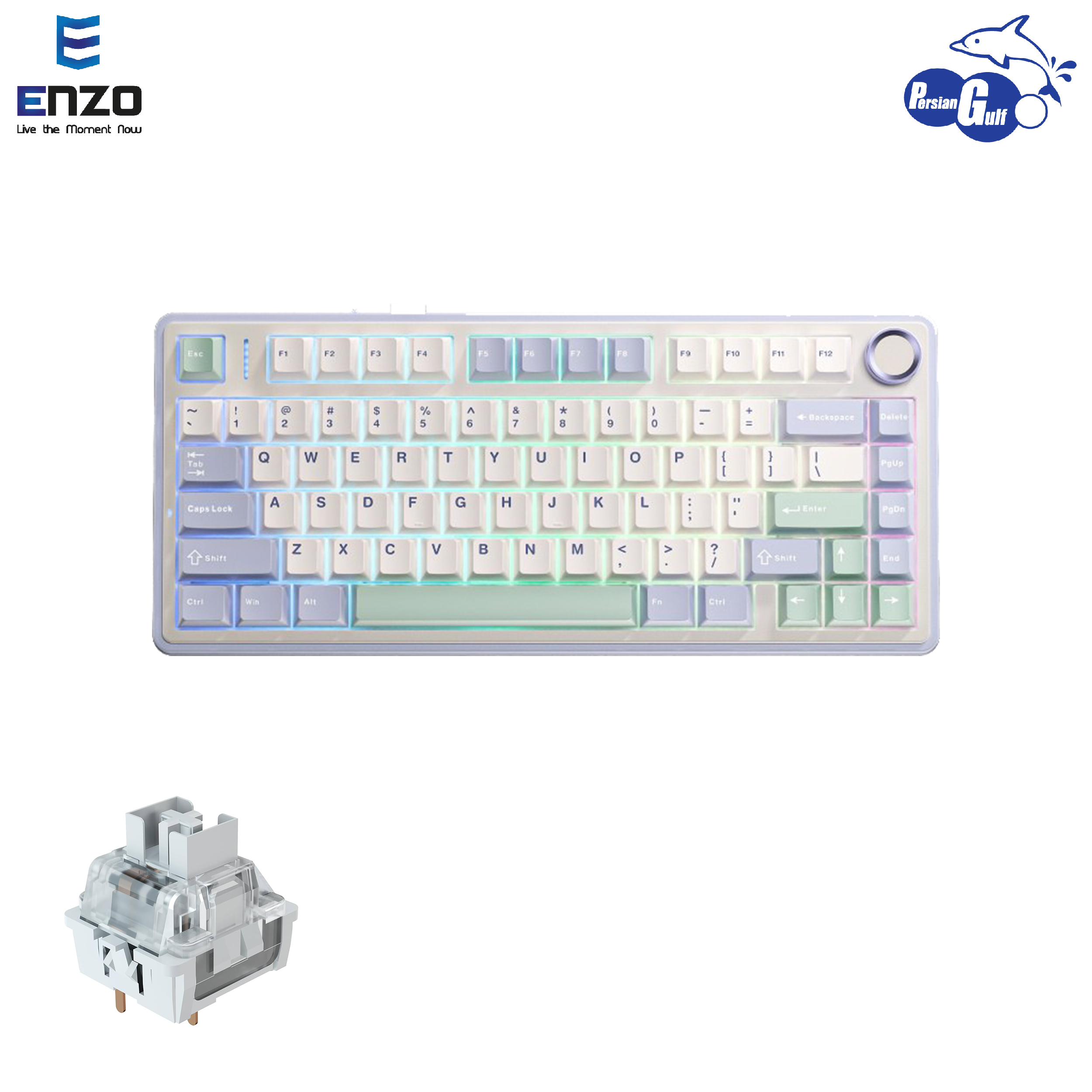 AULA F75 blue white darkblue Gray wood switch V3